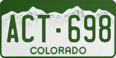 CO license plate ACT698