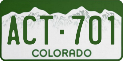 CO license plate ACT701