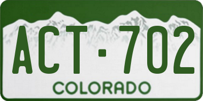CO license plate ACT702
