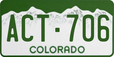 CO license plate ACT706