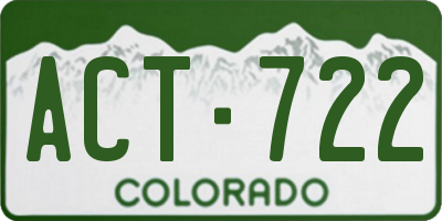 CO license plate ACT722