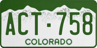 CO license plate ACT758