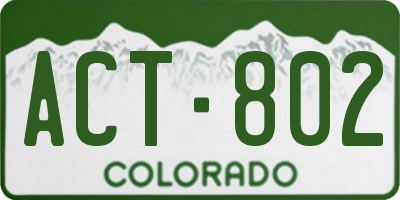CO license plate ACT802
