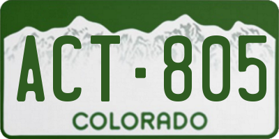 CO license plate ACT805