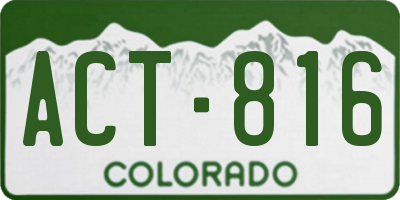 CO license plate ACT816