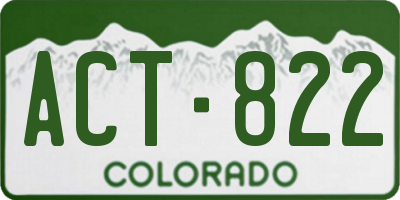 CO license plate ACT822