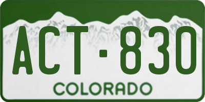 CO license plate ACT830