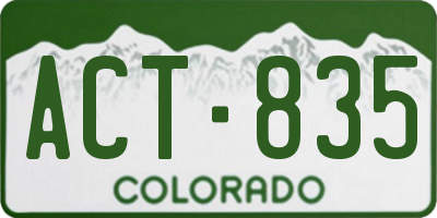 CO license plate ACT835