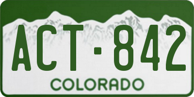 CO license plate ACT842