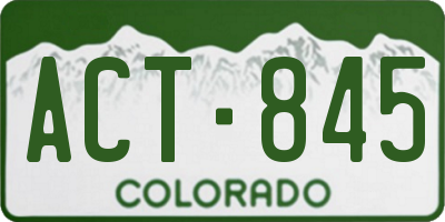 CO license plate ACT845