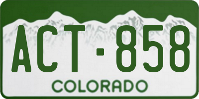 CO license plate ACT858