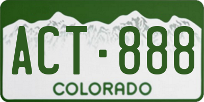 CO license plate ACT888