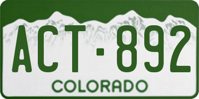 CO license plate ACT892