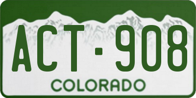 CO license plate ACT908