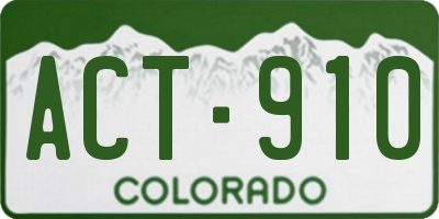 CO license plate ACT910