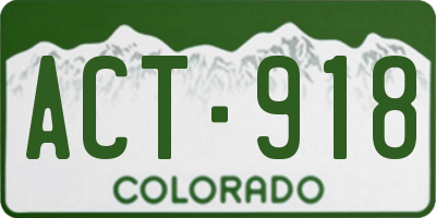 CO license plate ACT918