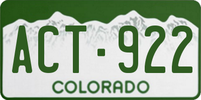 CO license plate ACT922