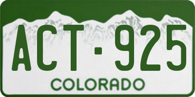 CO license plate ACT925