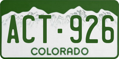 CO license plate ACT926
