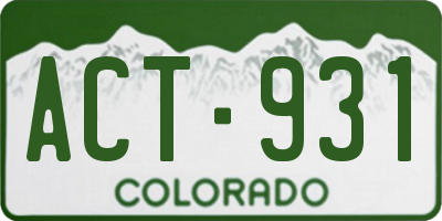 CO license plate ACT931