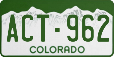 CO license plate ACT962