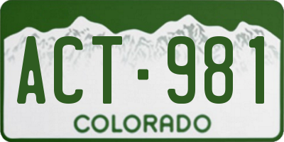 CO license plate ACT981