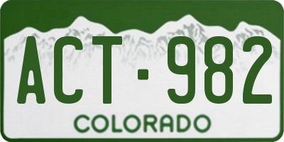 CO license plate ACT982