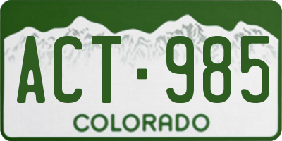 CO license plate ACT985
