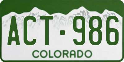 CO license plate ACT986