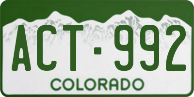 CO license plate ACT992