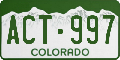 CO license plate ACT997