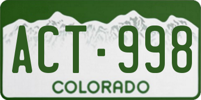 CO license plate ACT998