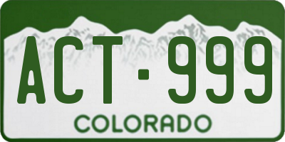 CO license plate ACT999