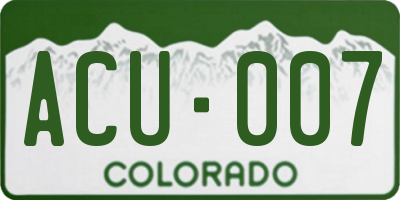 CO license plate ACU007