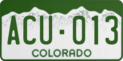 CO license plate ACU013