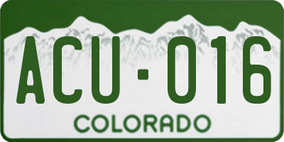 CO license plate ACU016