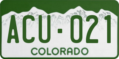 CO license plate ACU021