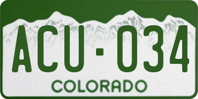 CO license plate ACU034