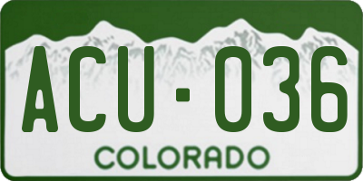 CO license plate ACU036
