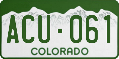 CO license plate ACU061