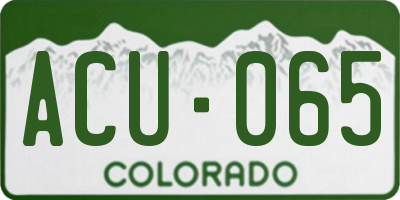 CO license plate ACU065