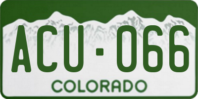 CO license plate ACU066