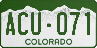 CO license plate ACU071