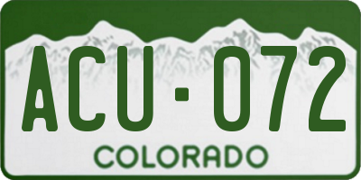 CO license plate ACU072