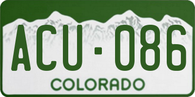 CO license plate ACU086