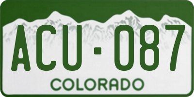 CO license plate ACU087