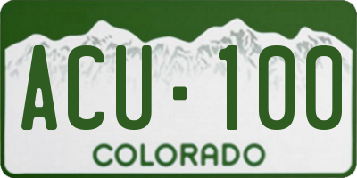 CO license plate ACU100