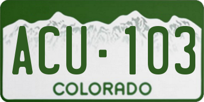 CO license plate ACU103
