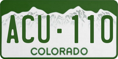 CO license plate ACU110