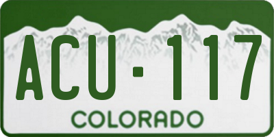 CO license plate ACU117